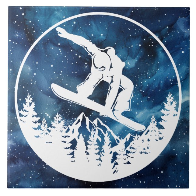 Azulejo de cerâmica Snowboard (Frente)