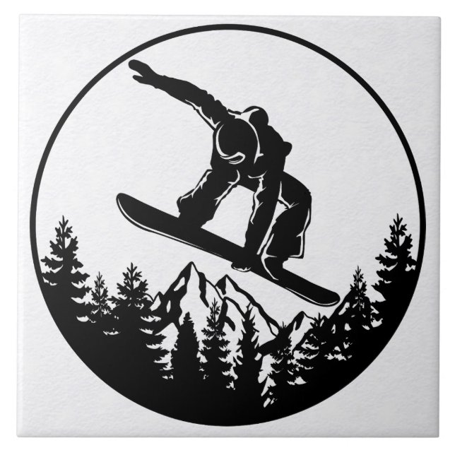 Azulejo de cerâmica Snowboard (Frente)