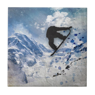 Azulejo De Cerâmica Snowboarder em vôo