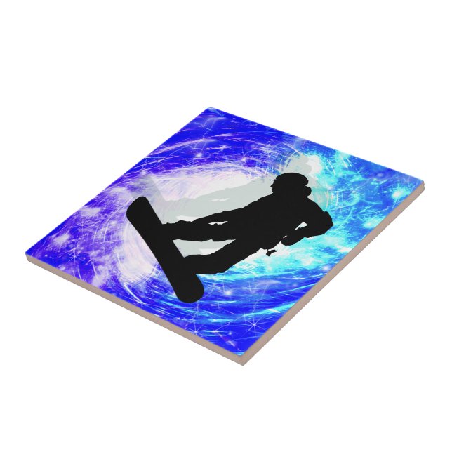 Azulejo De Cerâmica Snowboarder no Whiteout (Lateral)