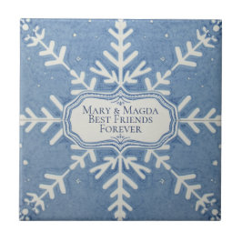 Azulejo De Cerâmica Snowflake pattern blue & white holiday