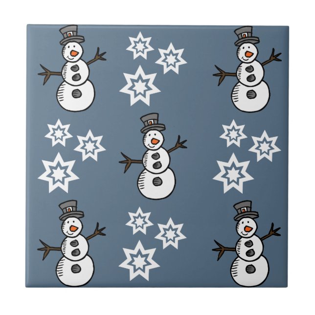 Azulejo De Cerâmica Snowman (Frente)