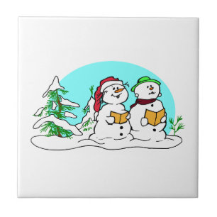 Azulejo De Cerâmica Snowman Cantando Caróis de Natal