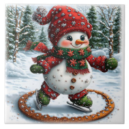 Azulejo De Cerâmica Snowman de Natal