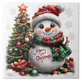 Azulejo De Cerâmica Snowman de Natal