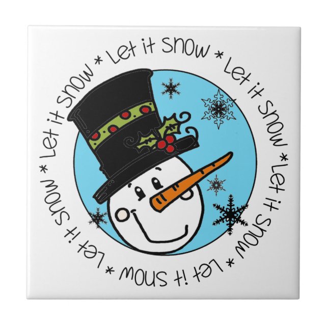 Azulejo De Cerâmica Snowman Deixe-o nevar (Frente)