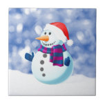 Azulejo De Cerâmica Snowman Winter Merry Christmas Snow<br><div class="desc">Bonito boneco de neve no Tema de Natal da neve Doormat.</div>