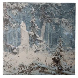 Azulejo De Cerâmica Snowy Forest in Winter (por Andreas Achenbach)