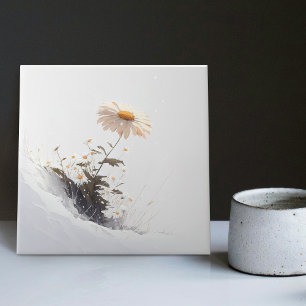 Azulejo De Cerâmica Snowy Mountain Daisy Blooming em Adversidade Cerâm