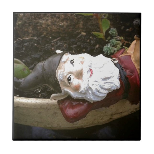 Azulejo De Cerâmica Só Chillin, Um Gnomo De Jardim (Frente)