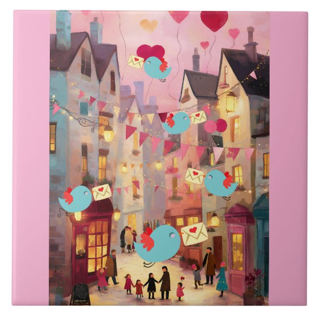 AZULEJO DE CERÂMICA  SO MANY VALENTINES FOR DELIVERY (Frente)