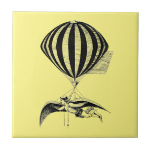 Azulejo De Cerâmica Soar Beyond Limit: Aerialista com Wings Vintage