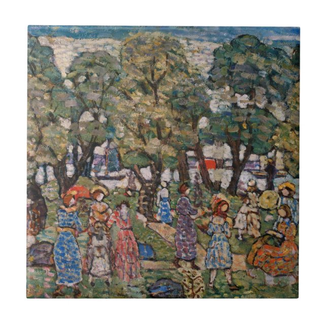Azulejo De Cerâmica Sob as Árvores de Maurice Prendergast, Belas Artes (Frente)