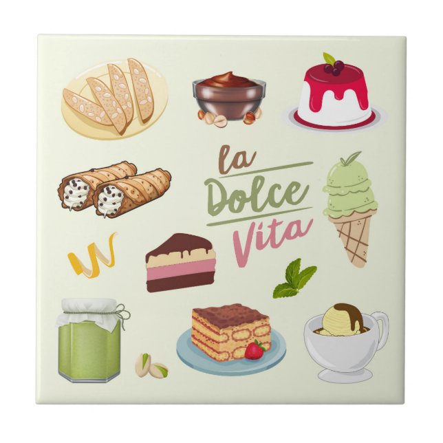 Azulejo De Cerâmica Sobremesas Doces Italianos (Frente)