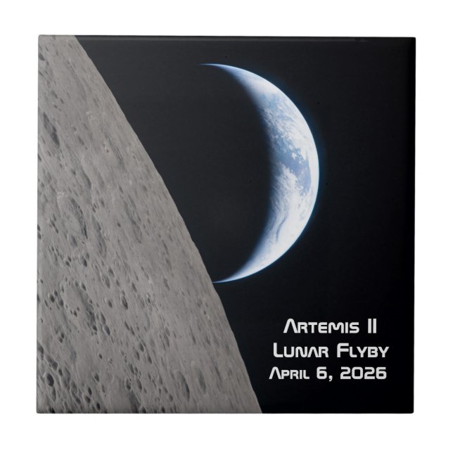 Azulejo De Cerâmica Sobrevoo Lunar Artemis II (Frente)