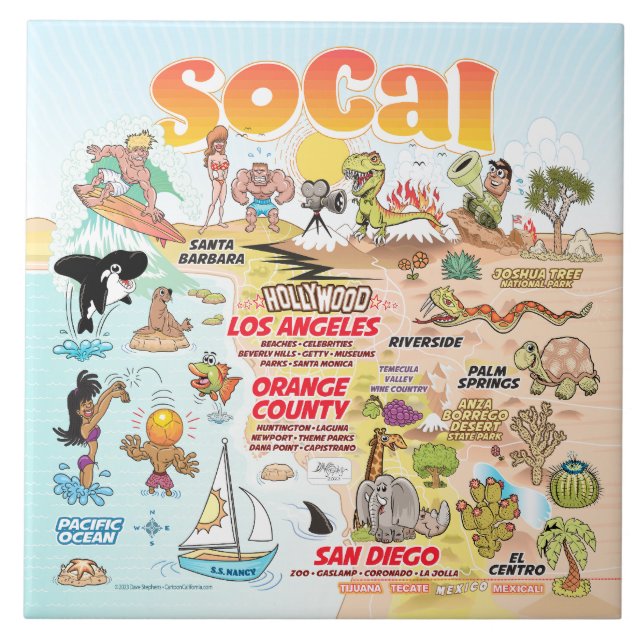 Azulejo de cerâmica SoCal Scene (Frente)
