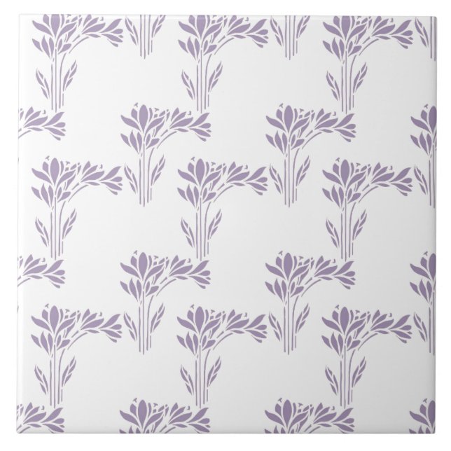 Azulejo De Cerâmica Soft Lavender Botanical Pattern Tile (Frente)