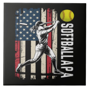Azulejo De Cerâmica Softball Papai Bandeira Americana dos EUA