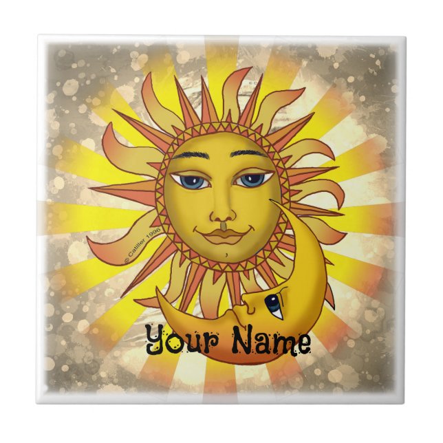 Azulejo De Cerâmica Sol Ama a Lua  (Frente)