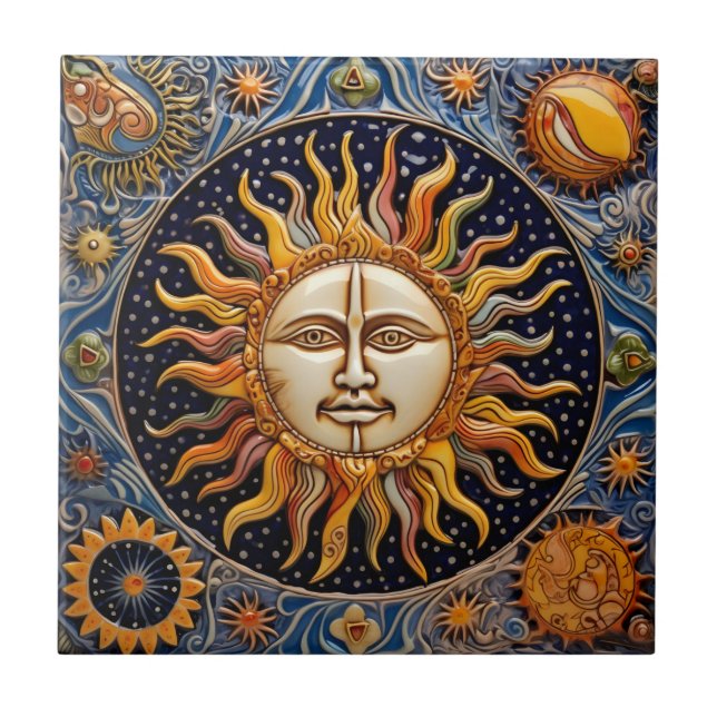 Azulejo De Cerâmica Sol cósmico (Frente)