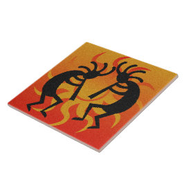 Azulejo De Cerâmica Sol Design Tribal Negro e Laranja Sudoeste