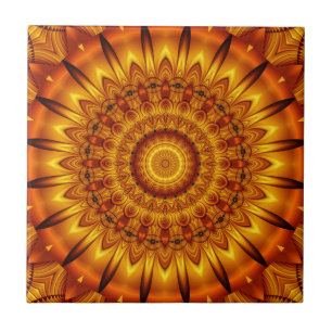Azulejo De Cerâmica sol do ouro da mandala