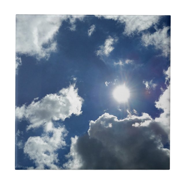 Azulejo De Cerâmica Sol e nuvens (Frente)