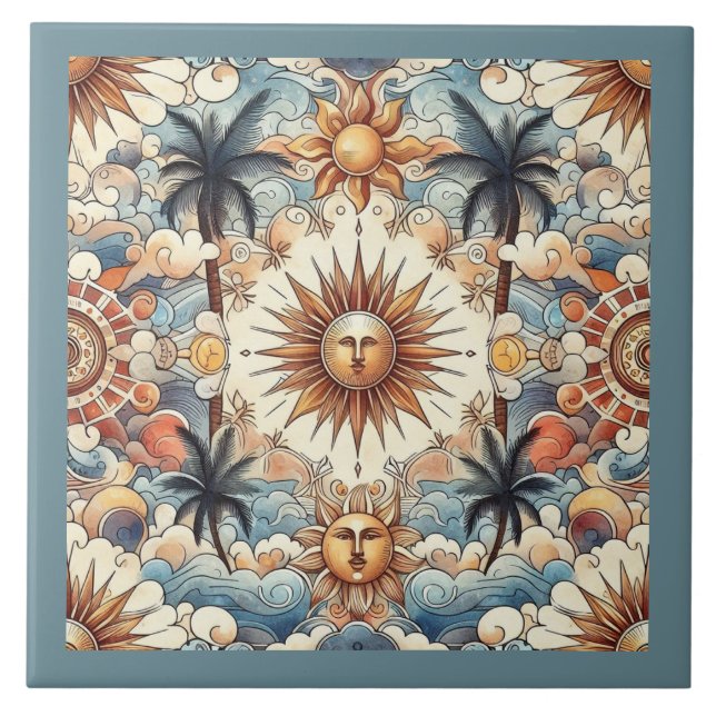 Azulejo De Cerâmica Sol no Paraíso (com borda) (Frente)