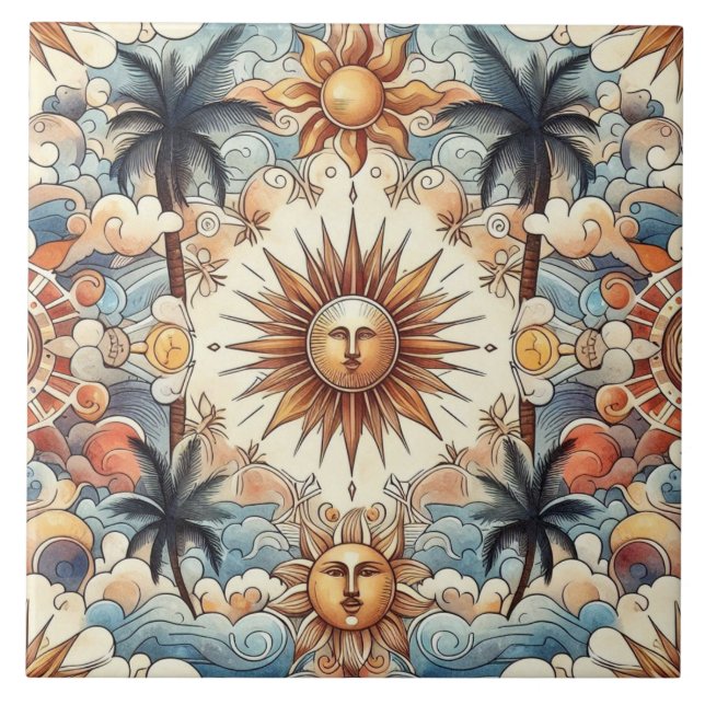 Azulejo De Cerâmica Sol no Paraíso (sem fronteira) (Frente)