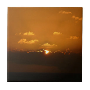 Azulejo De Cerâmica Sol Por Trás Das Nuvens I Via Laranja