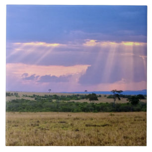 Azulejo De Cerâmica Sol se pondo no Masai Mara.