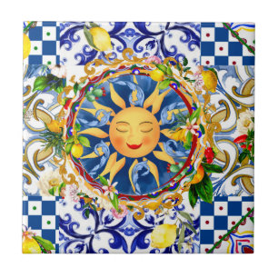 Azulejo De Cerâmica Sol siciliano,limão,azulejos mediterrâneos