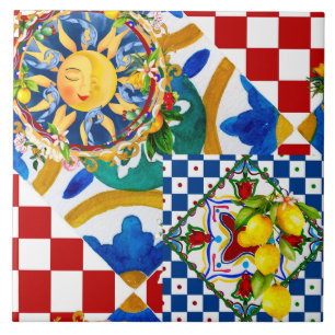 Azulejo De Cerâmica Sol siciliano,limão,azulejos mediterrâneos