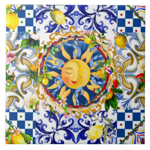 Azulejo De Cerâmica Sol siciliano,limão,azulejos mediterrâneos