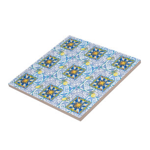 Azulejo De Cerâmica Sol siciliano, majolica, limão,