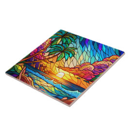 Azulejo De Cerâmica Sol tropical estilo vidro retido