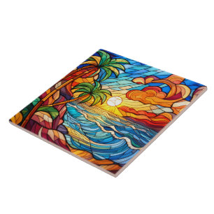 Azulejo De Cerâmica Sol tropical estilo vidro retido