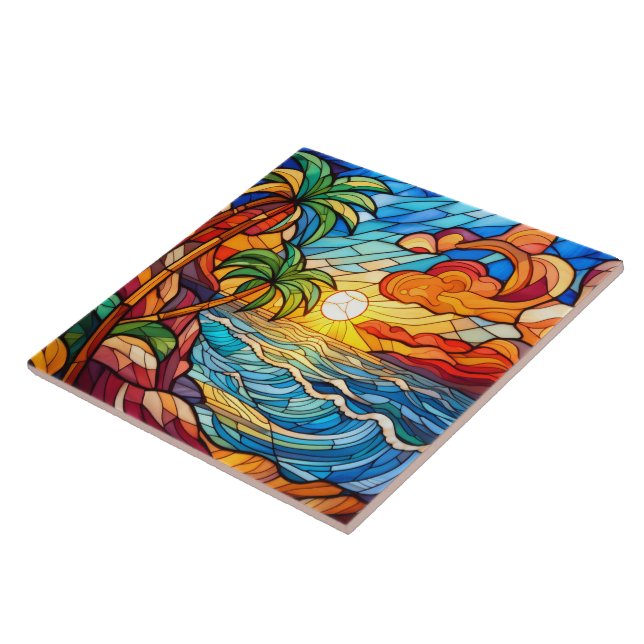 Azulejo De Cerâmica Sol tropical estilo vidro retido (Lateral)