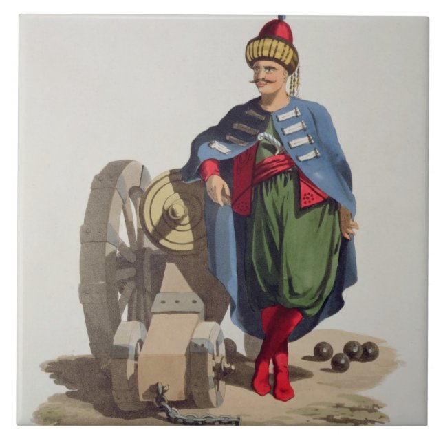 Azulejo De Cerâmica Soldado turco, 'dos trajes do vário Nat (Frente)