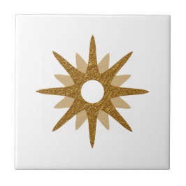 Azulejo De Cerâmica Solteiro Moderno do Século médio Dourado Starburst