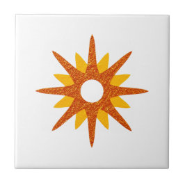 Azulejo De Cerâmica Solteiro Moderno do Século médio Laranja Starburst