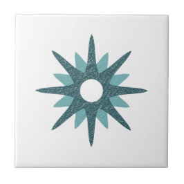 Azulejo De Cerâmica Solteiro Moderno do século médio Turquoise Starbur