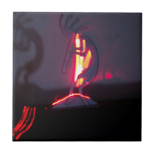 Azulejo De Cerâmica Sombras e fogo de Kokopelli