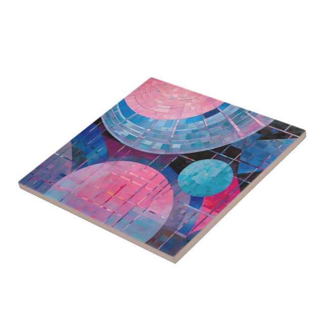 Azulejo De Cerâmica Sombras Sutil de Azul e Rosa em Abstrato (Lateral)