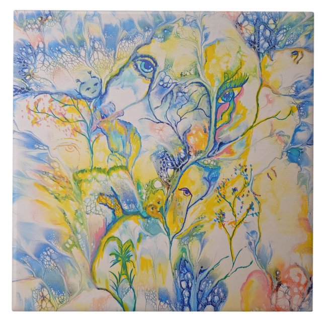 Azulejo De Cerâmica Sonhando com abstrato de cor (Frente)
