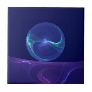 Azulejo De Cerâmica Sonho Abstrato Roxo Azul Luminoso Arte Fractal