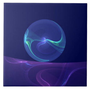Azulejo De Cerâmica Sonho Abstrato Roxo Azul Luminoso Arte Fractal