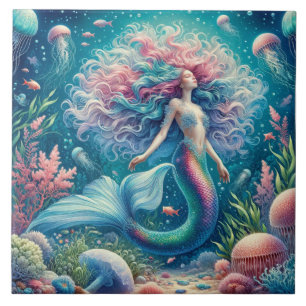 Azulejo De Cerâmica Sonho da Sereia - Telha Cerâmica Eufórica Aquática