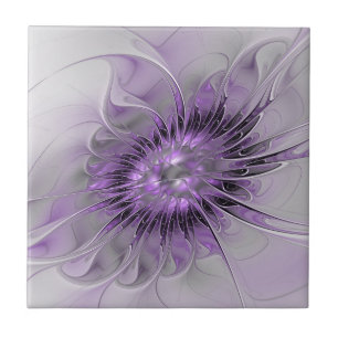 Azulejo De Cerâmica Sonho de Flor de Lavanda Arte Fractal Abstrato Mod