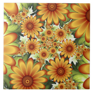 Azulejo De Cerâmica Sonho Floral, Arte Fractal Moderna Abstrato